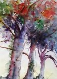 Frondaisons  rouges  (46x35)      150 € - Arbres