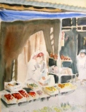 Le marché (29x22)    vendu - Portraits et silhouettes