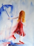 Sous la pluie 2  (36x28)     150 € - Portraits et silhouettes