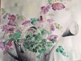 L'arrosoir   (36x48)      120 € - Bouquets de fleurs