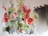 Devant le mur   (36x51)     170 € - Bouquets de fleurs