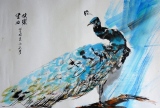 Paon 2 (62x92)  200 € - Aquarelles chinoises maroufflées