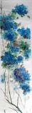 Hortensias  (188x45)     350 € - Aquarelles chinoises maroufflées